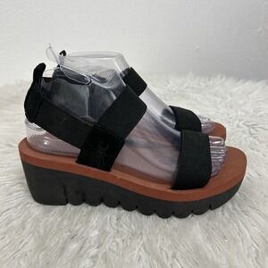 Fly London Yaci Elasticated  Sling Back Wedge Strappy Sandal Size EU 38 US 7.5-8